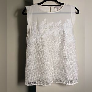 Loft white eyelet sleeveless top